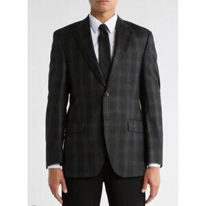 John Varvatos* USA Dark Plaid Grey Plazer 36R Jacket NOWT